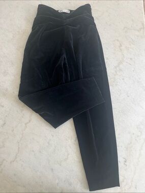 Zara Black Velvet High-Waist Tapered Pants